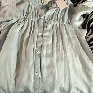 Light Blue Women's Button-Front Blouse